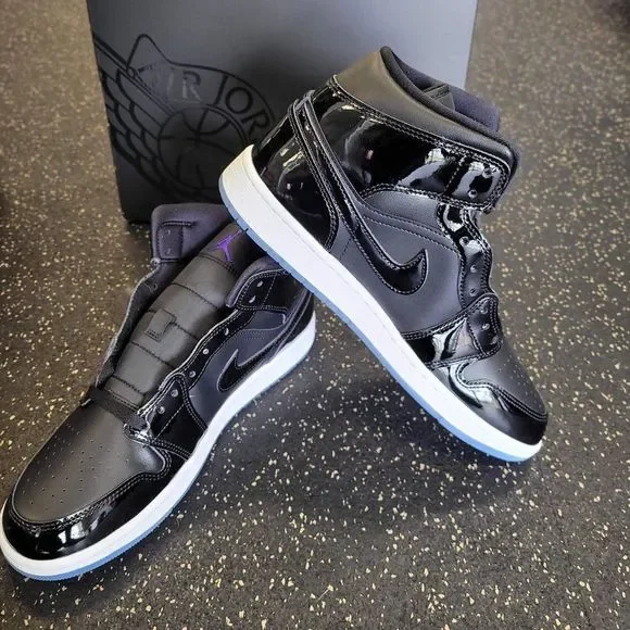 Nike Jordan 1 Mid Space Jam Black Sneakers DV1337-004 GS Size 6Y/Women's 7.5 - Picture 5 of 8